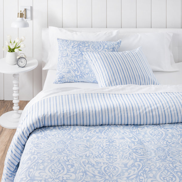 Martha Stewart Standard Cotton 200 TC Reversible 3 Piece Comforter Set